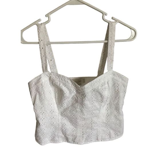 Loft chambray white eyelet cami tank with Size 6 elastic back New with tags - Picture 1 of 5